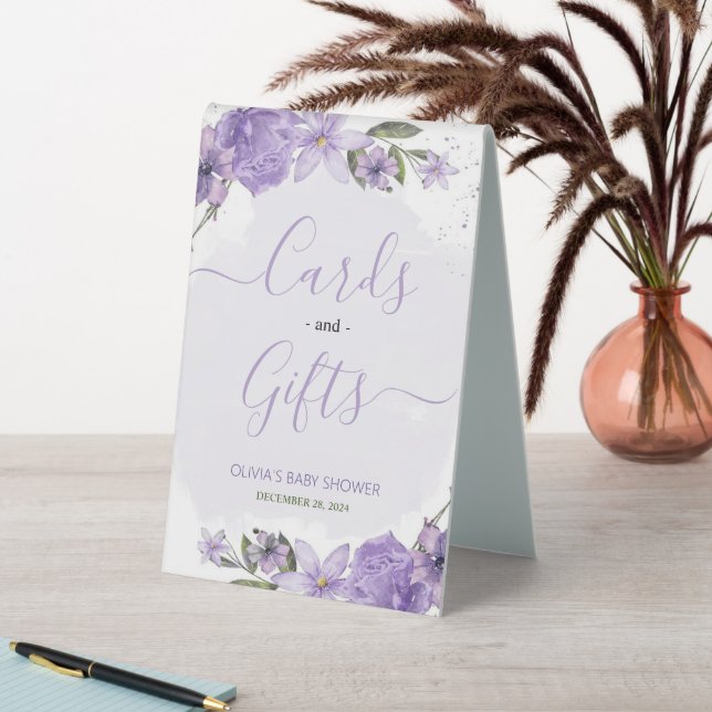 Lilac Lavender Cards and Gifts Sign (In SItu (Table))