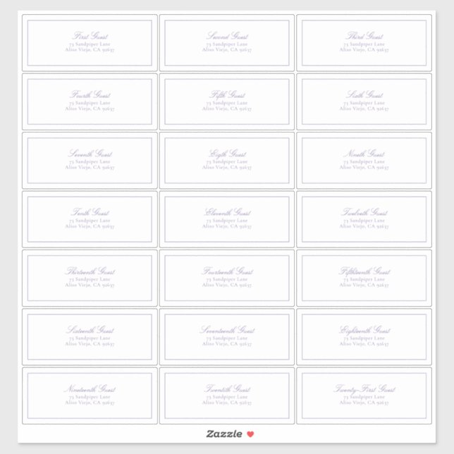 Lilac Lavender Classic Script Guest Address (Sheet)