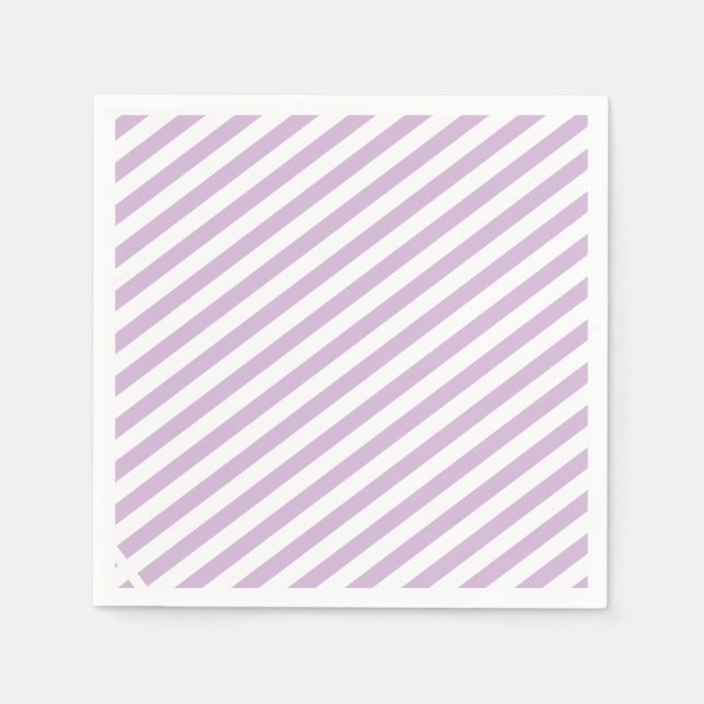 Lilac Lavender Colour Diagonal Striped Wedding  Napkin (Front)