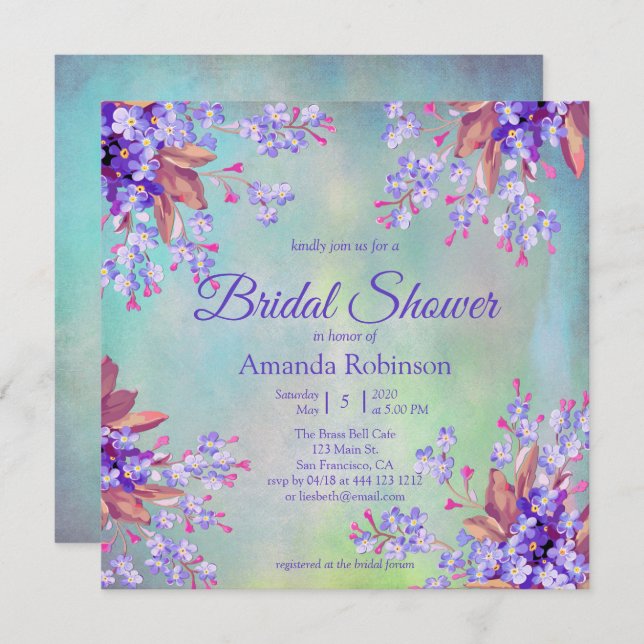Lilac Lavender Flower Bridal Shower Invitation (Front/Back)