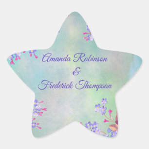 Lilac Lavender Flower Wedding Star Sticker