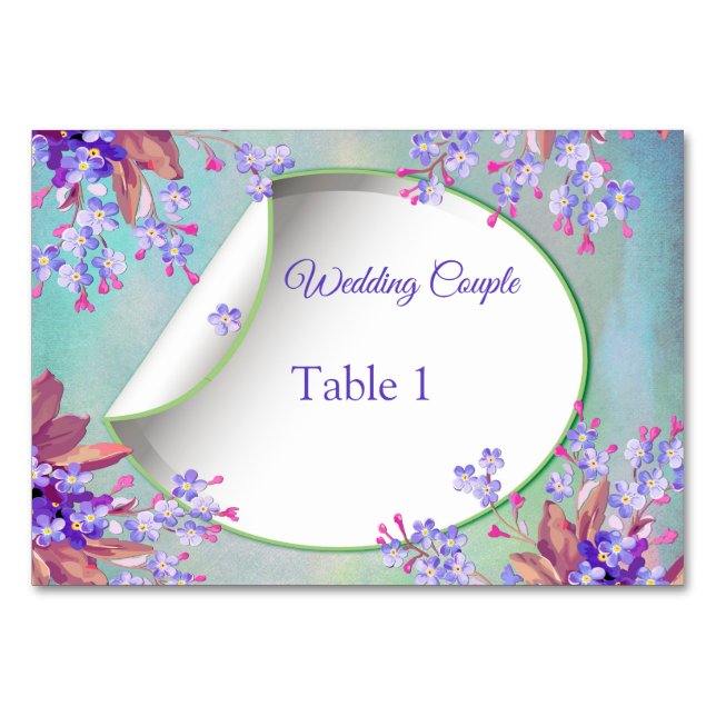 Lilac Lavender Flower Wedding Table Number (Front)
