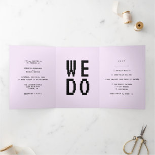 Lilac Lavender Gamer Formal minimal We Do Tri-Fold Card