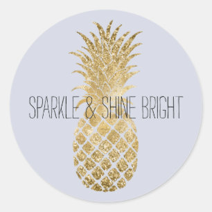 Lilac Lavender Glitter Glitzy Pineapple Sparkle   Classic Round Sticker