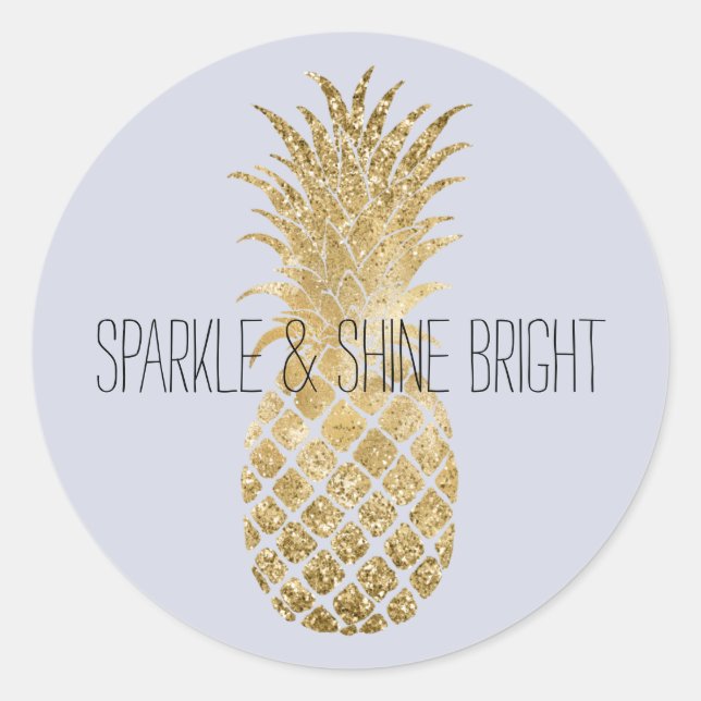 Lilac Lavender Glitter Glitzy Pineapple Sparkle   Classic Round Sticker (Front)