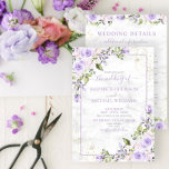 Lilac Lavender Gold Marble Floral Details Wedding Invitation<br><div class="desc">Infused with the soft romance of lilac, lavender, and blush florals, this Lilac Lavender Gold Marble Floral Wedding Invitation exudes refined whimsy for couples seeking an elevated garden-party or vineyard affair. Gentle watercolor blossoms intertwine with subtle gold-speckled marbling, creating an artful nod to both classic formality and contemporary romance. The...</div>