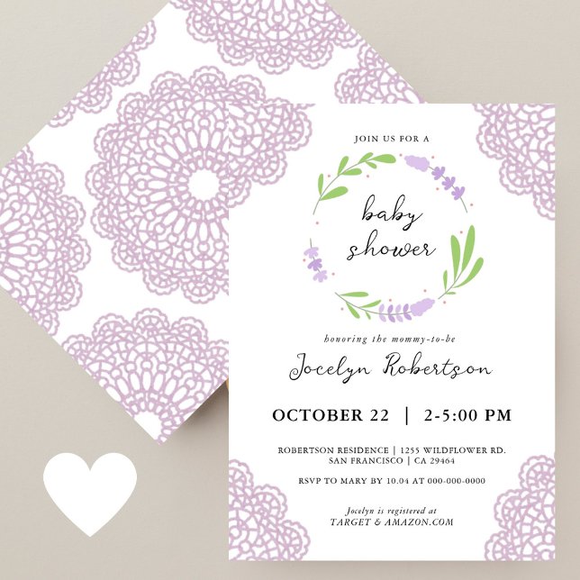 Lilac Lavender Greenery Gender Neutral Baby Shower Invitation (Creator Uploaded)