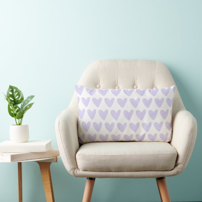 Lilac / Lavender Hearts Pattern Lumbar Cushion (Chair)