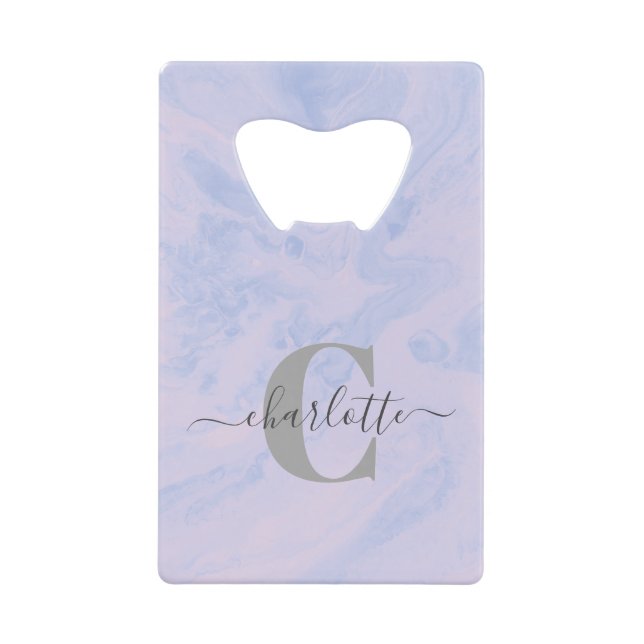 Lilac Lavender Marble Elegant Monogram Name (Front)