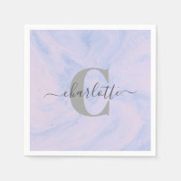 Lilac Lavender Marble Elegant Monogram Name
