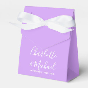 Lilac Lavender Modern Signature Script Wedding Favour Box