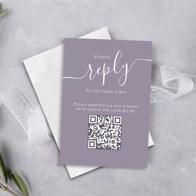 Lilac Lavender Reply Wedding Card QR Code (Creator Uploaded)
