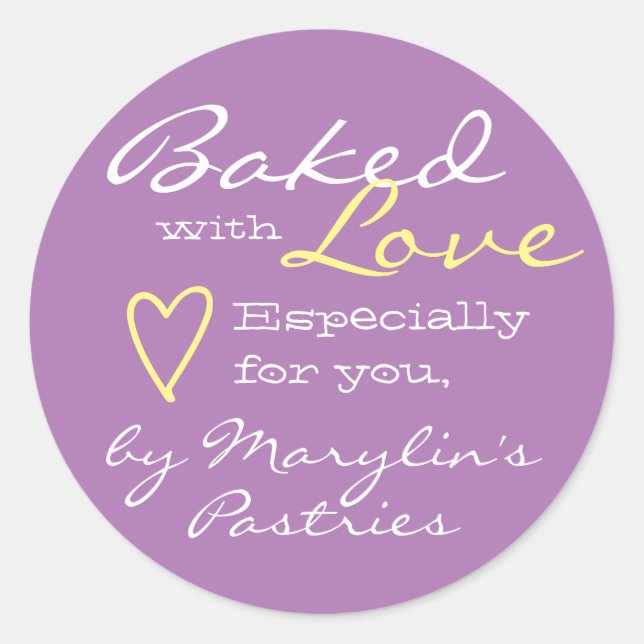 Lilac Lavender Simple Made with Love Heart Pastel Classic Round Sticker (Front)