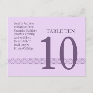 LILAC & LAVENDER Table Number Card Reception