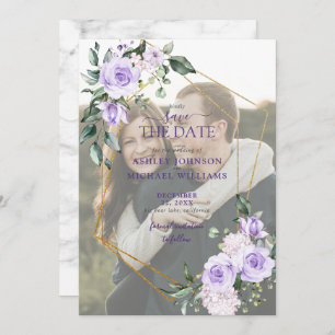 Lilac Lavender Vellum Overlay Photo Save the Date