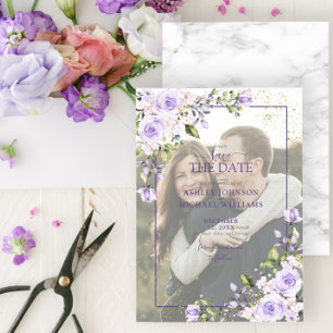 Lilac Lavender Vellum Overlay Photo Save the Date