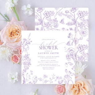 Lilac Lavender Victorian Floral Bridal Shower Invitation