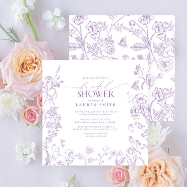 Lilac Lavender Victorian Floral Bridal Shower Invitation (Creator Uploaded)