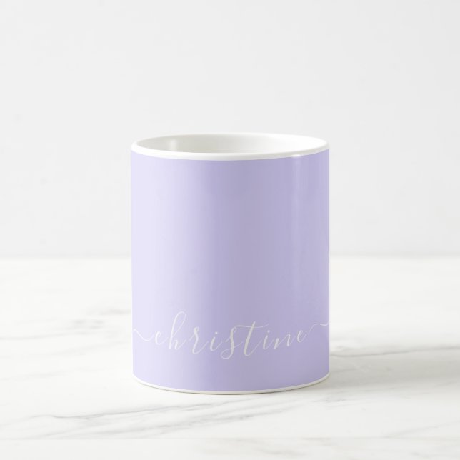 Lilac Lavender & White Minimalist Name Custom 015 Coffee Mug (Center)