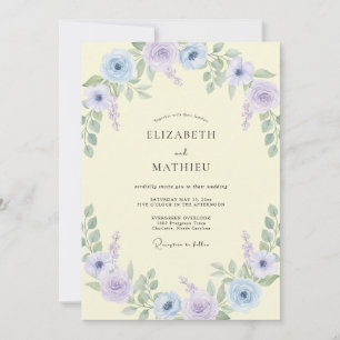 Lilac Lemon Peony Wedding Invitation