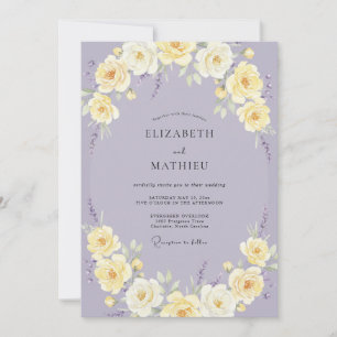 Lilac Lemon Petal Wedding Invitation