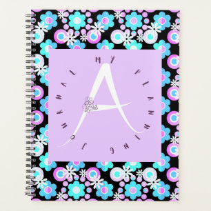 Lilac Letter A Blue Floral Planner