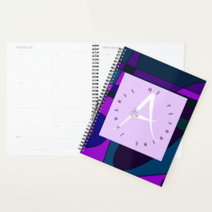Lilac Letter A Indigo Surf Planner