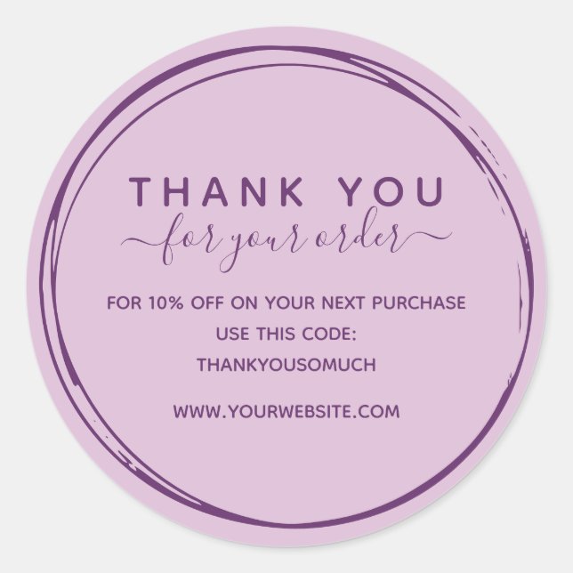 Lilac Line Circles Thank You For Order Classic Round Sticker (Front)