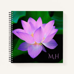 Lilac Lotus Flower Monogram Notebook