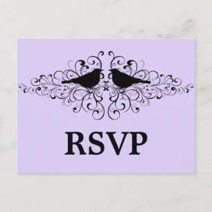 Lilac Love Bird Swirls RSVP Postcard
