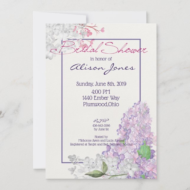 Lilac Loveliness Bridal Shower Invitation (Front)