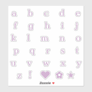  Lilac Lower Case Text Letters Alphabet Heart Star