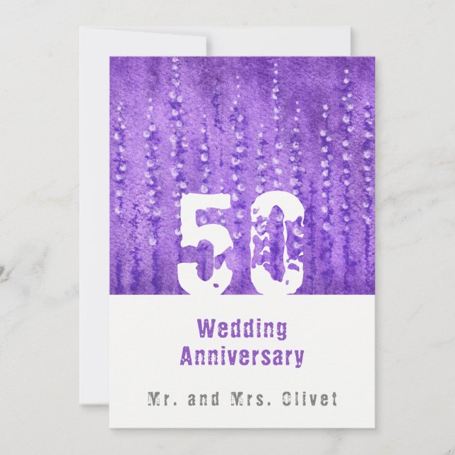 Lilac Lupines 50 Wedding Anniversary Invitation (Front)