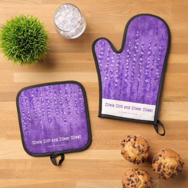 Lilac Lupines  Oven Mitt & Pot Holder Set (Top Down)