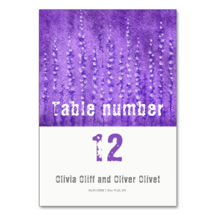 Lilac Lupines Wedding Table Number