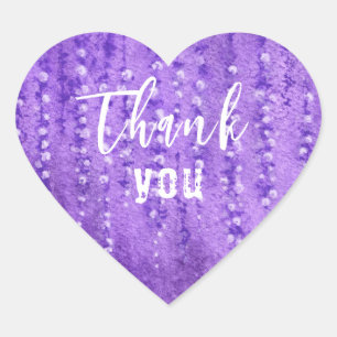 Lilac Lupines Wedding Thank You Heart Sticker