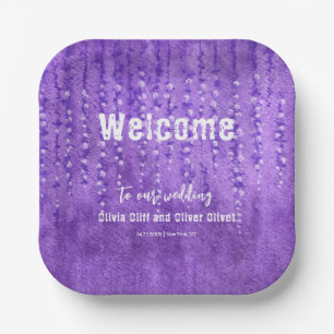 Lilac Lupines Wedding Welcome Paper Plate