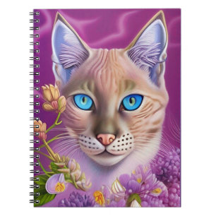 Lilac Lynx point Siamese cat in purple Notebook