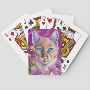 Lilac Lynx point Siamese cat in purple Playing Cards