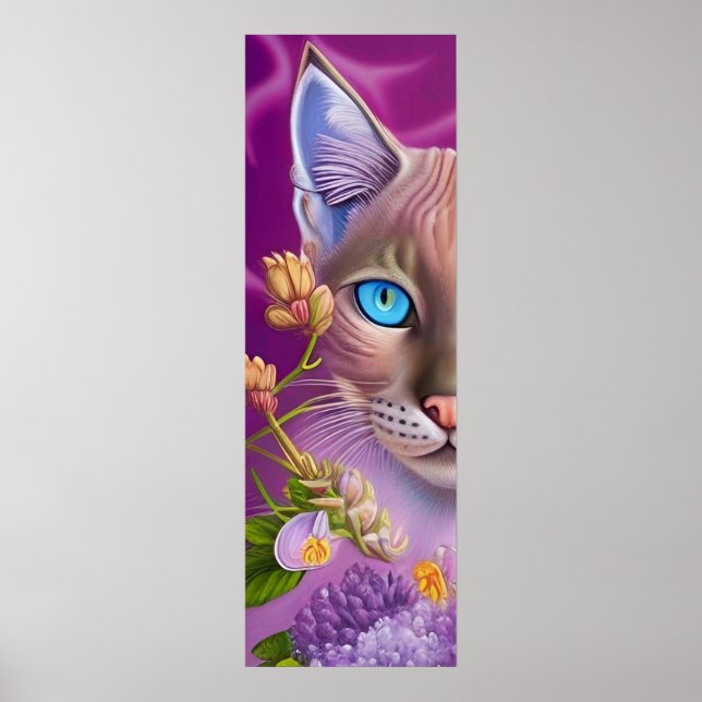 Lilac Lynx point Siamese cat in purple  Poster (Front)