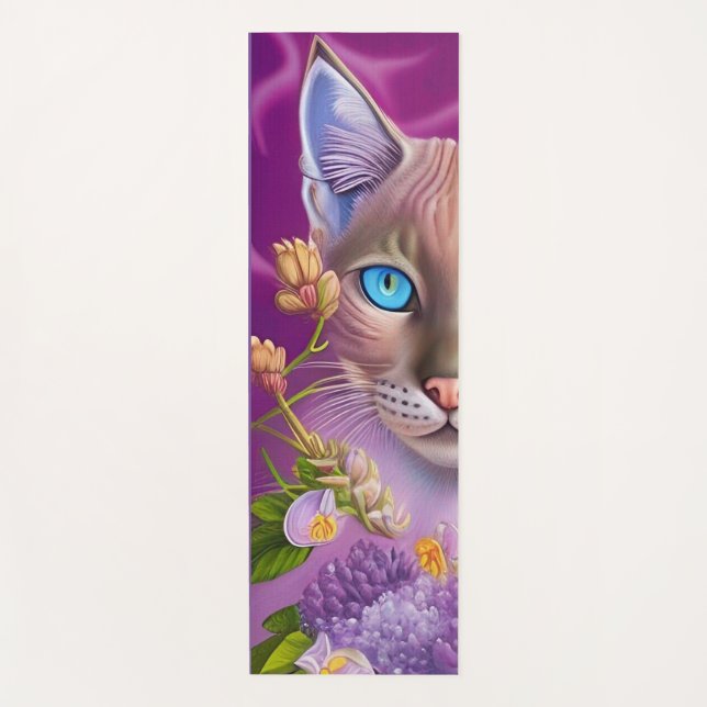 Lilac Lynx point Siamese cat in purple   Yoga Mat (Front)