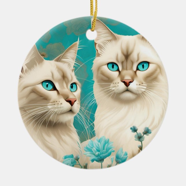 Lilac Lynx Point Siamese Portrait Art Ceramic Ornament (Front)