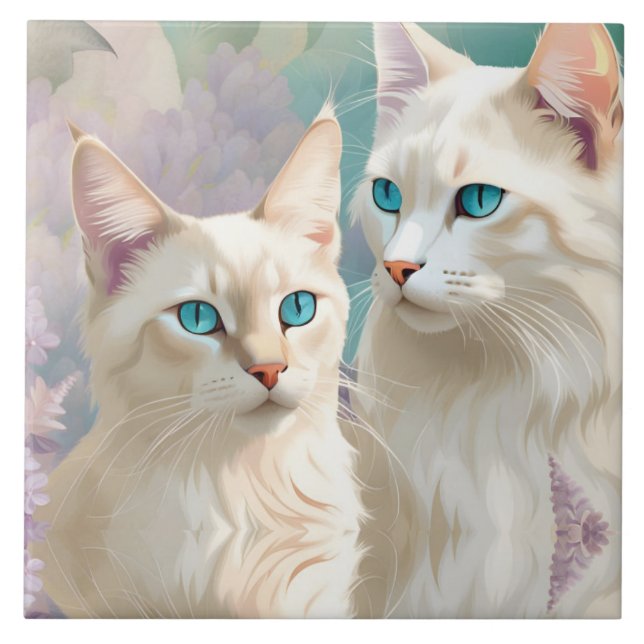 Lilac Lynx Point Siamese Portrait Art Ceramic Tile (Front)