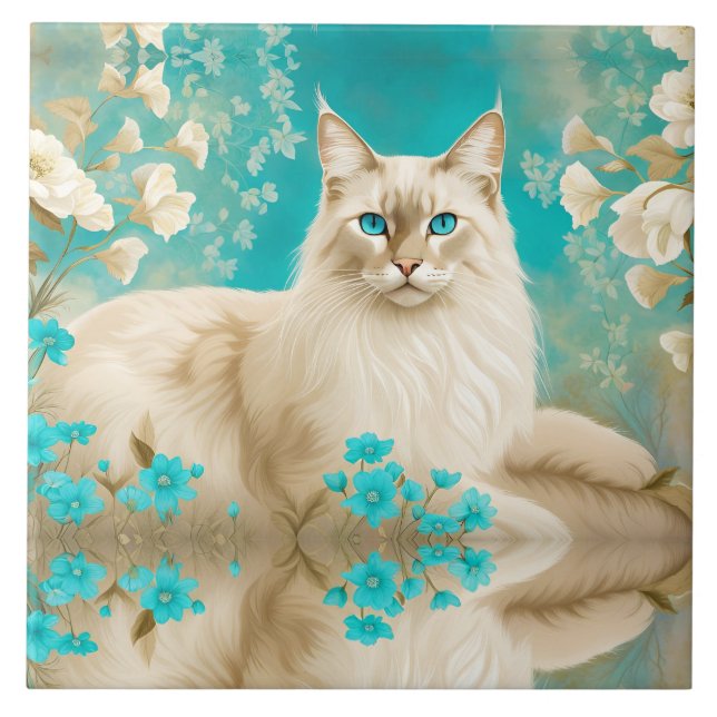 Lilac Lynx Point Siamese Portrait Art Ceramic Tile (Front)