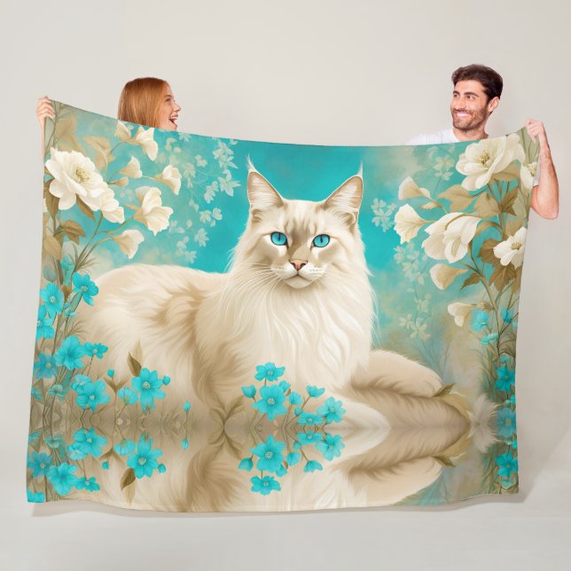 Lilac Lynx Point Siamese Portrait Art Fleece Blanket (In Situ)