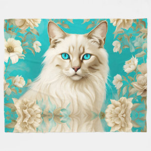 Lilac Lynx Point Siamese Portrait Art Fleece Blanket
