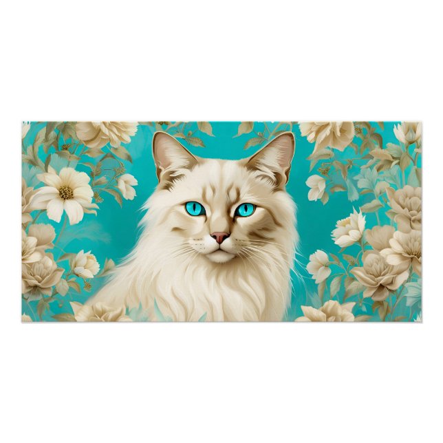Lilac Lynx Point Siamese Portrait Art Poster (Front)