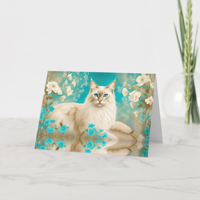 Lilac Lynx Point Siamese Portrait Art Thank You Card (Front)