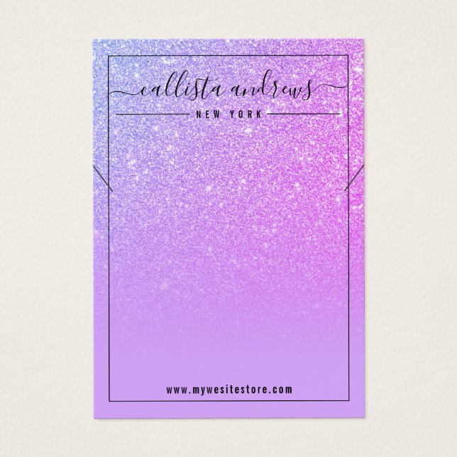 Lilac Magenta Purple Glitter Necklace Display Card (Front)