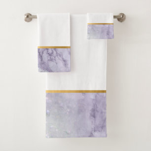 LILAC MARBLE GOLD BATHROOM TOWEL SET